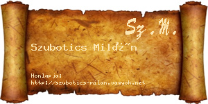 Szubotics Milán névjegykártya